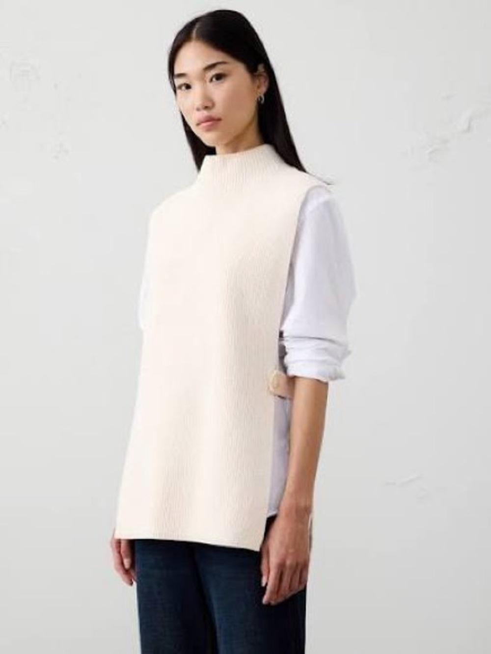 NWT Banana Republic Factory Sweater Bib Poncho Minimalist Neutral Layering Chic